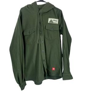 Jeep Sportiqe Hooded Mens XL Flannel Fleece Shacket Jacket Gorpcore